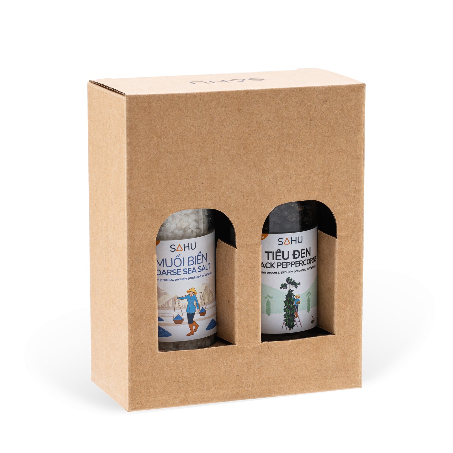 Combo SALT & PEPPER Premium sea salt and black peppercorn with refillable grinder