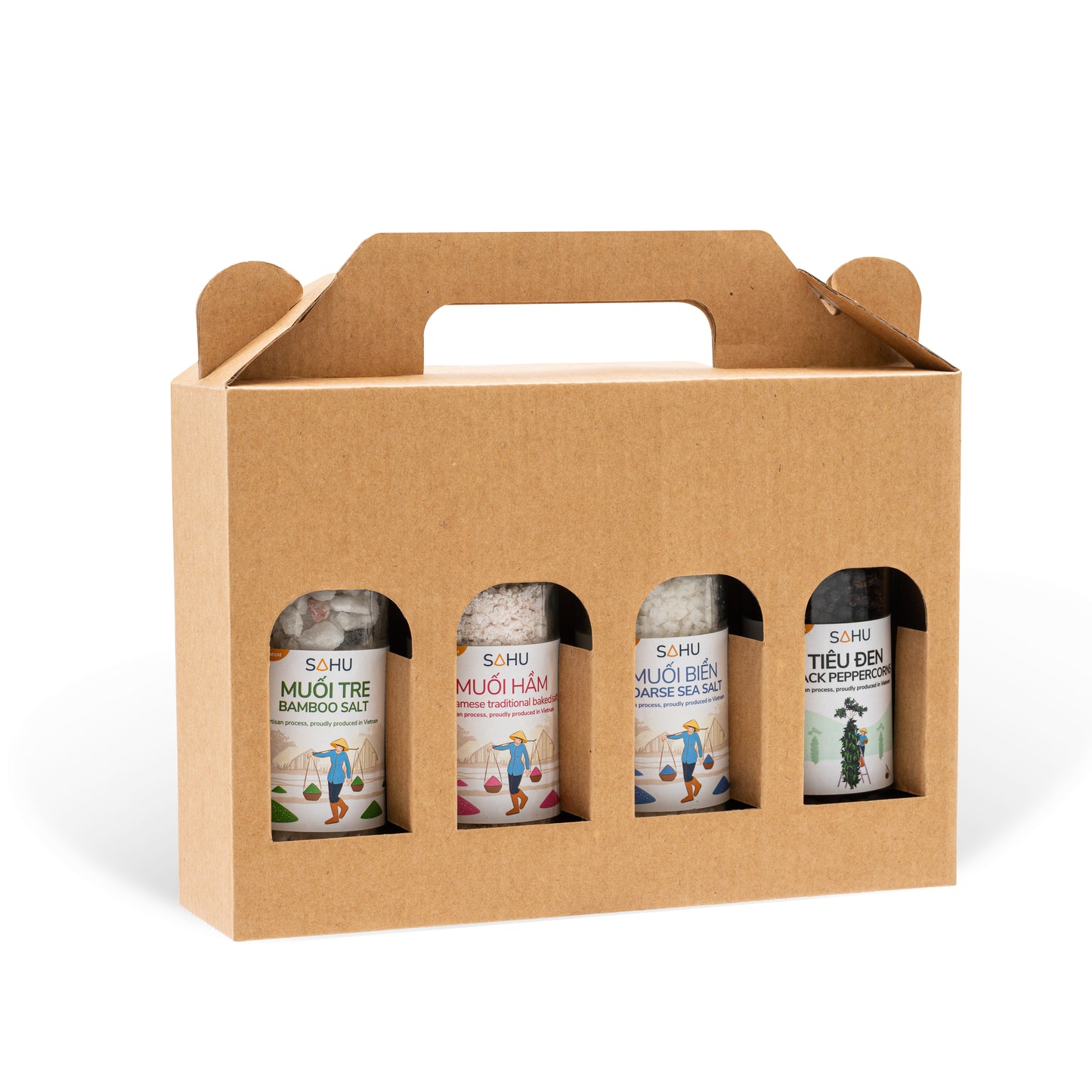 Combo - premium salts and black pepper with refillable grinder