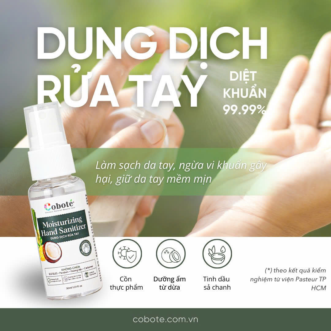 Nước rửa tay khô 30ml Coboté- Moisturizing Hand Sanitizer