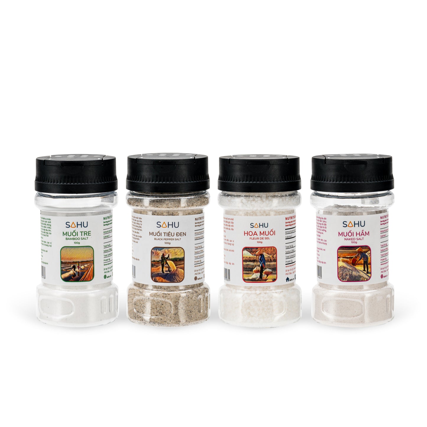 Combo - 4 kinds of salts in plastic bottle with sprinkle cap